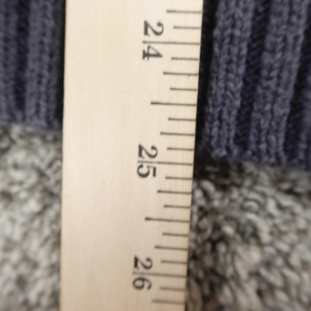 Eddie‎ Bauer Sweater Mens M Gray Heavy Ribbed Knit Henley Pullover Elbow Patches